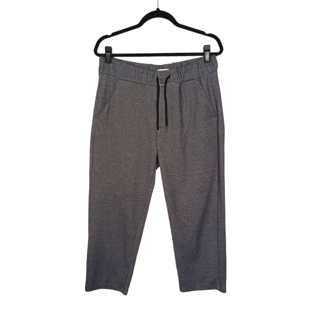 CALVIN KLEIN Gray Ankle Cropped Straight Leg Gray Soft Trouser Pants Medium